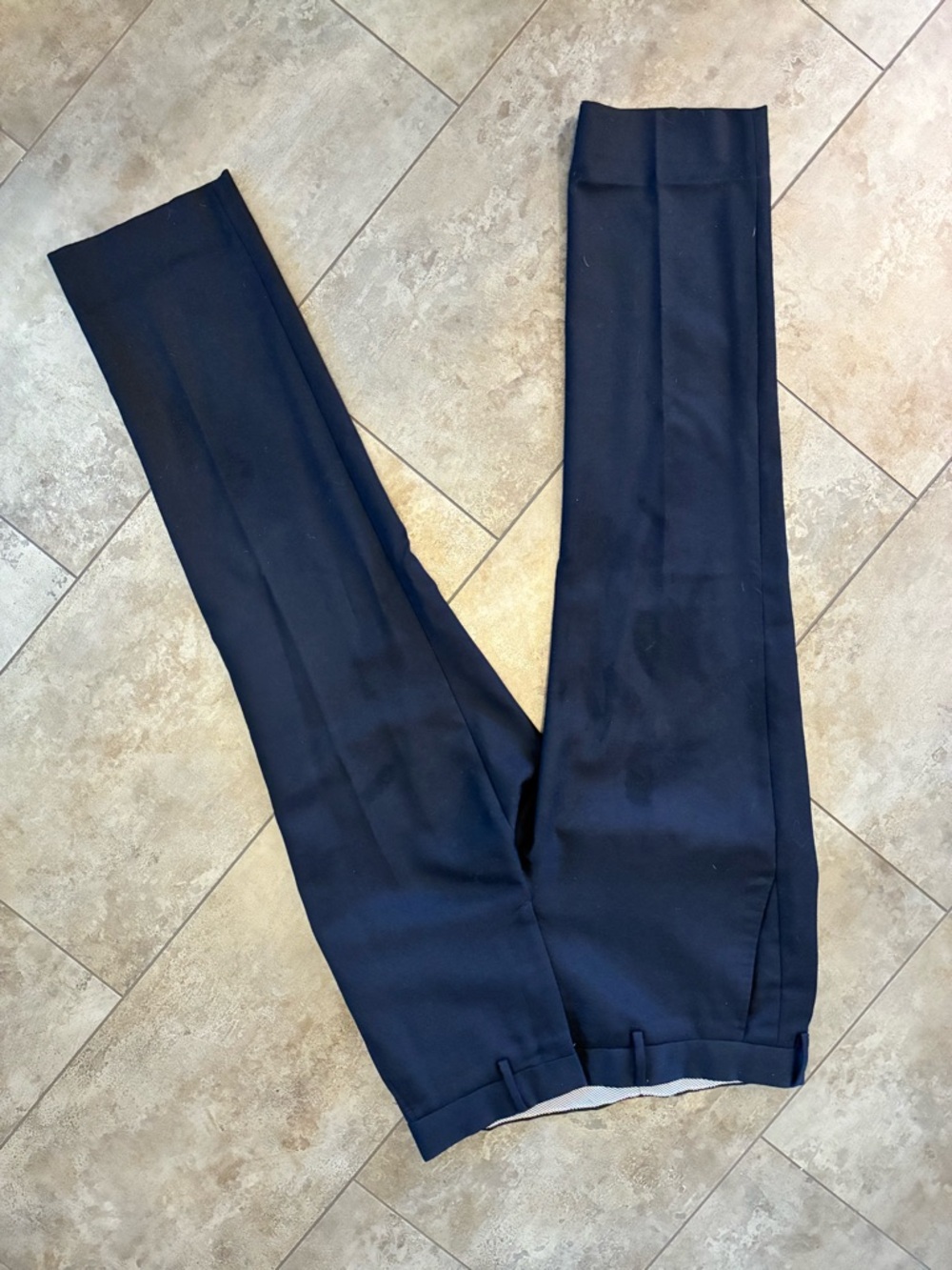 J. Crew Men's Navy Blue Wool  Pants - Sleek Flat Front